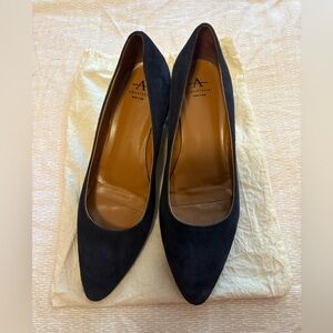 Aquatalia Black Suede Pointed-Toe Pumps